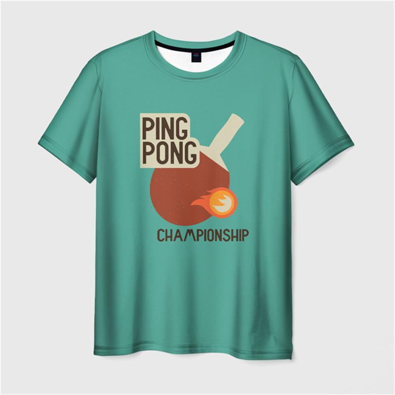 Table Tennis Full 3D Print T-shirt Men Cartoon Graphic Leisure Short Sleeve T Shirts Funny Children Size Ping Pong Sport Tees