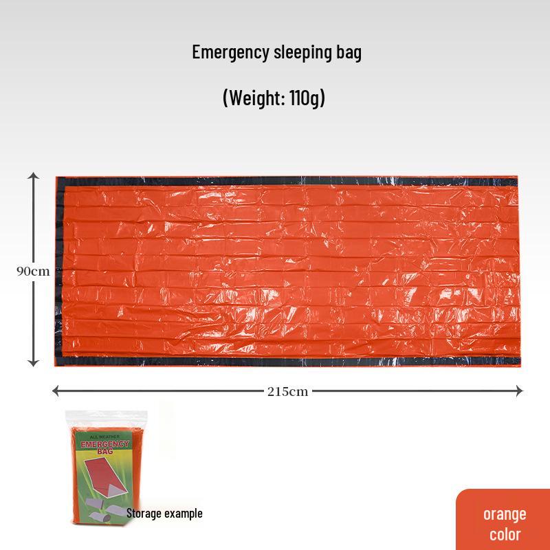 

Emergency First Aid Reflective Sleeping Bag & Insulation Mat - Outdoor Survival, Warm, Dirt & Moisture Resistant 91*213 cm помаранчевий