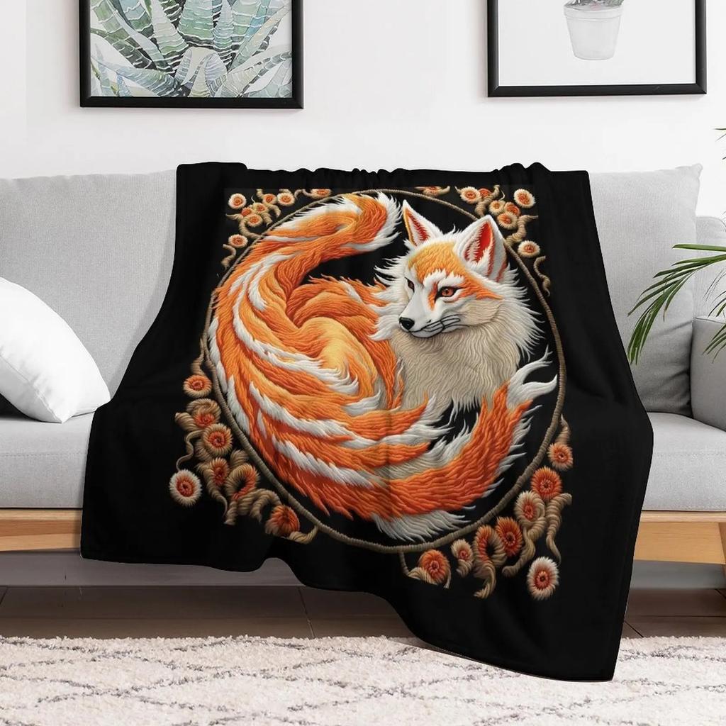 Cute Cartoon Fox Digitalprinted Polyester Bedroom Velvet Flannel Cover Blanket Fleece Soft Sofa Cover Blankets for Beds