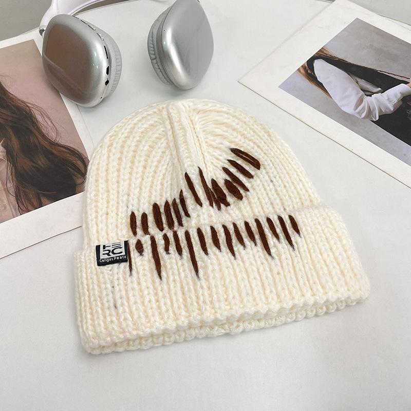 Korean Style All match Knitted Hat Warm Ear Protection Pullover Hat for Women Autumn and Winter Personalized Cold Hat Thickened Plush Hat Small Face
