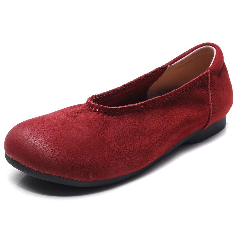 Leather women's single shoes light mouth retro casual versatile women's shoes four seasons shoes round head 1688-1