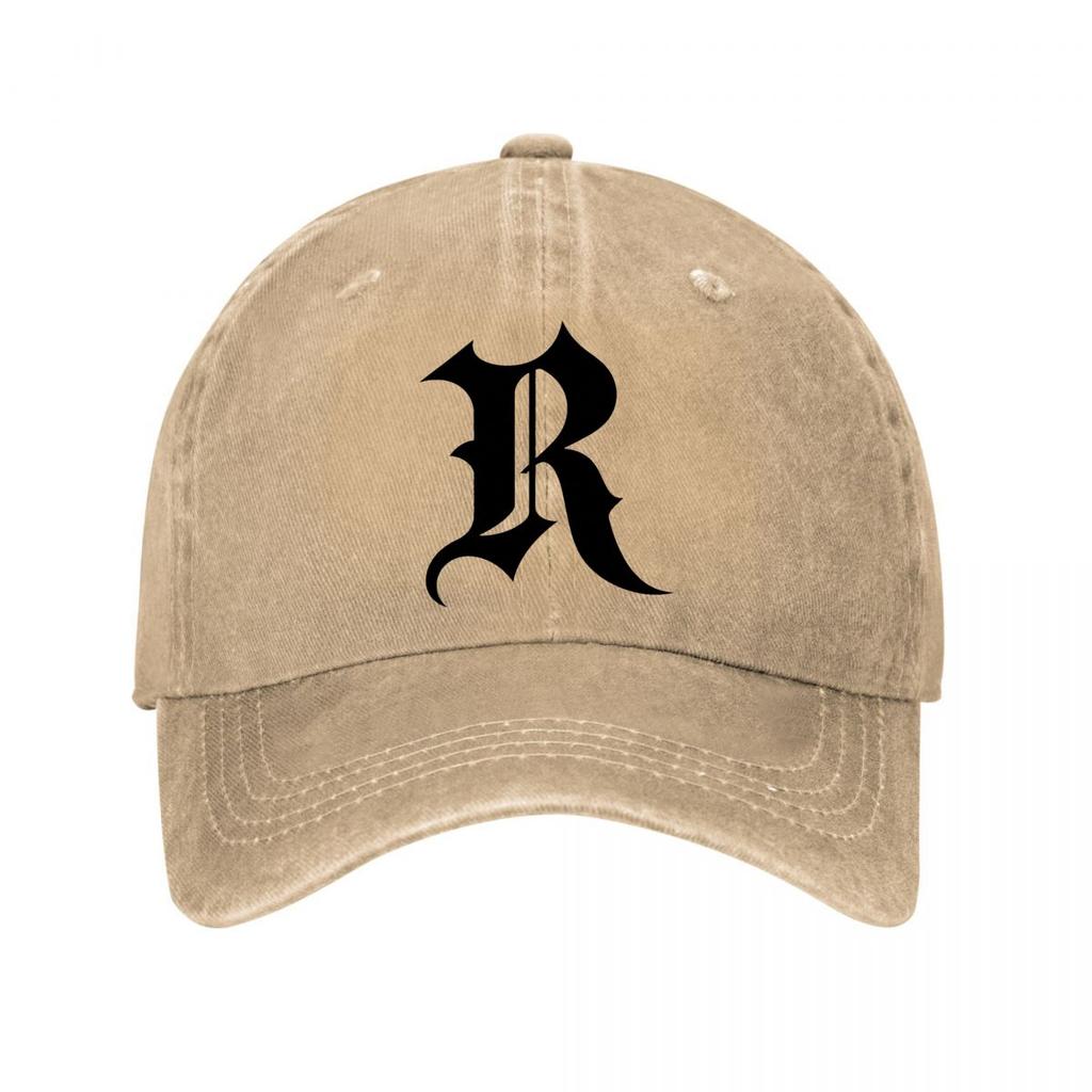 Gothic Monogram Letter R Emblem New Vintage Washed Cotton Baseball Cap Sun Hats