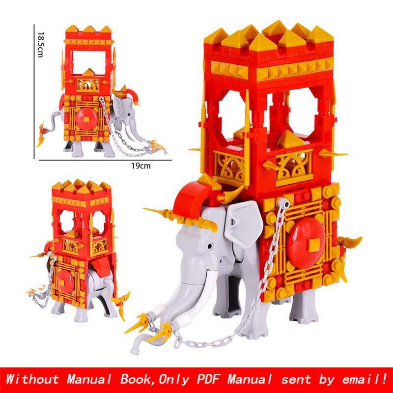 Creative Medieval Lotr Castle Knight Rome Spartacus Orc Elephant Chariot Siege Engine Model Building Blocks Bricks Toys Gift
