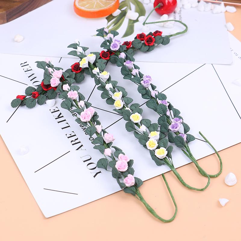 1Pc 1:12 Miniature Dollhouse Rose Flower Vine Doll House Decor Accessories