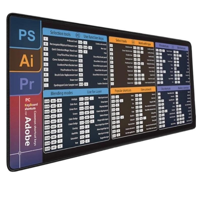 Large Keyboards Mouse Pad Featuring Excels Word Shortcut for Office Software Use and Gaming with Waterproof
