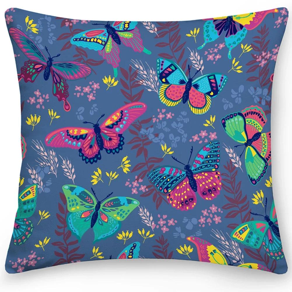 Pillow Office Sofa Butterfly Print Double Sided Cover Square Cushion