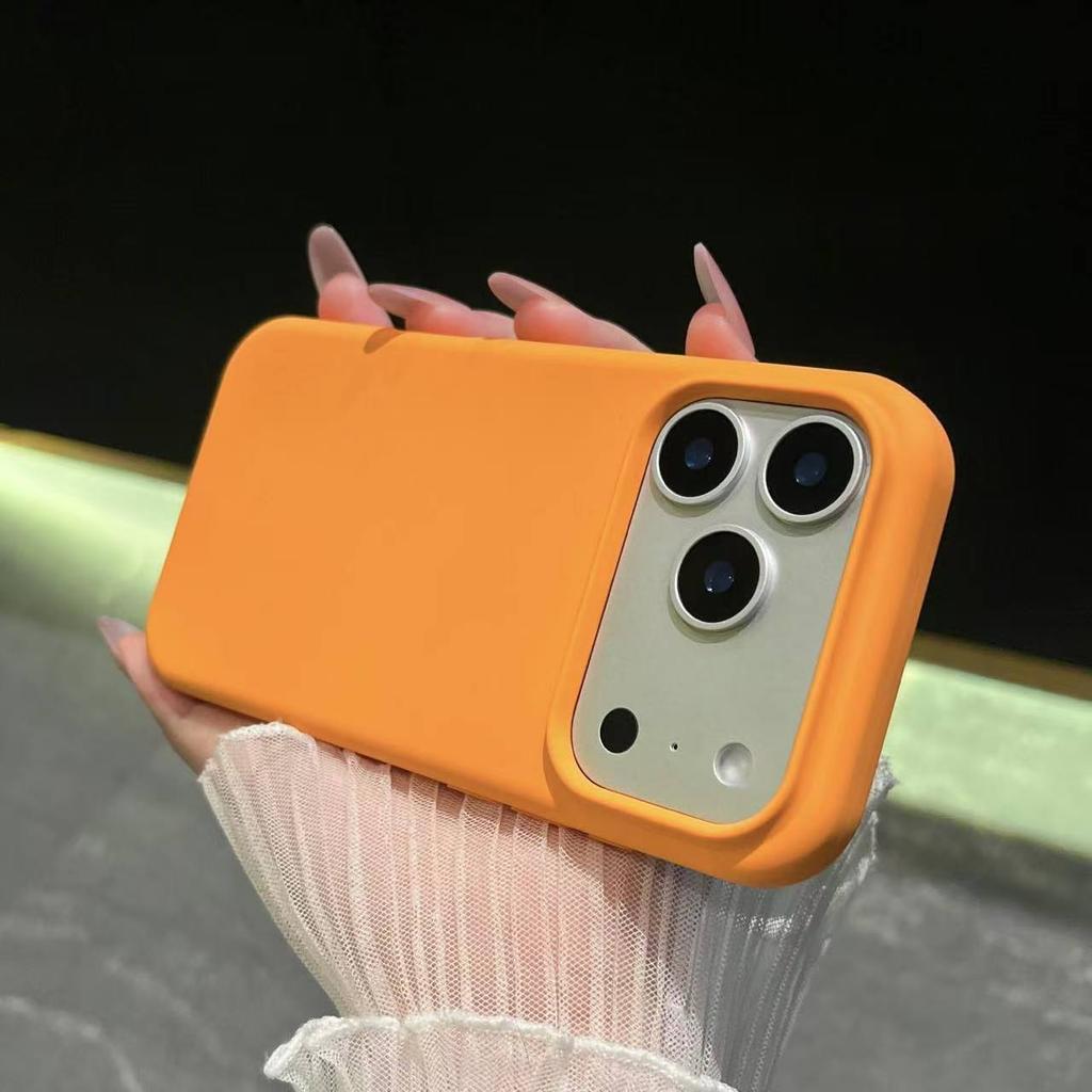 Ins Wind Solid Color True Liquid Silicone Mobile Phone Case iPhone11 Large Hole Lens Frame Anti-drop Apple 11 Mobile Phone Case