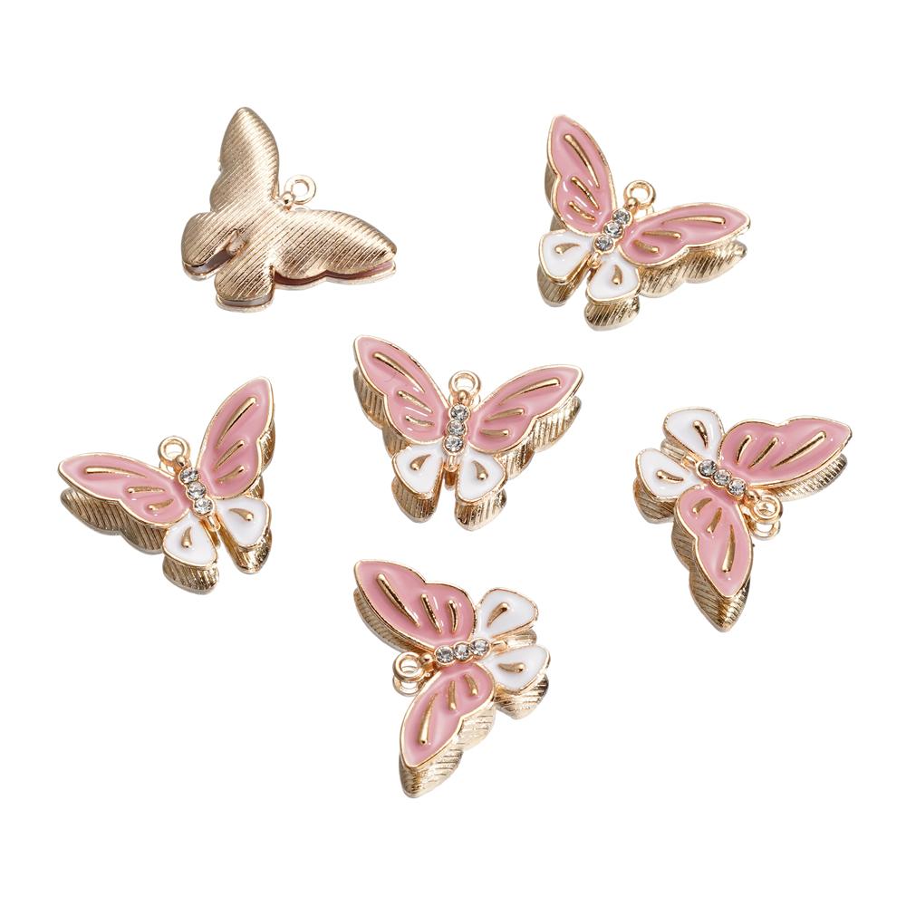 4Pcs/Lot 4 Styles Alloy Metal Drop Oil Butterfly Charms Animal Pendant For DIY Bracelet Necklace Jewelry Making Accessories