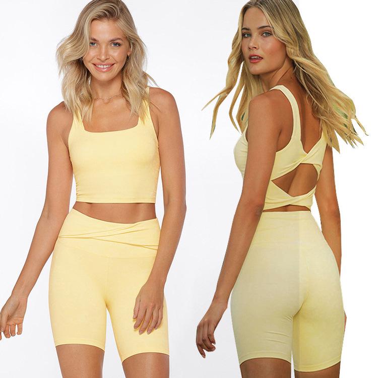 Women's Summer Yoga Set: Comfortable Sling Vest + Shorts for Morning Runs and Gym