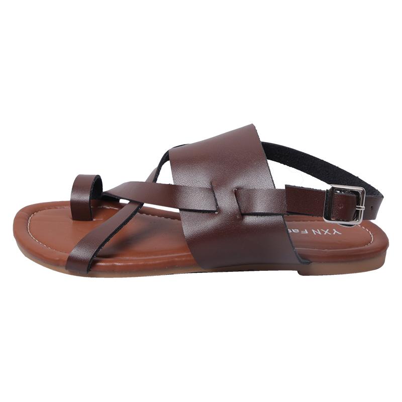 Fashion Women's Casual Flat Sandals Clip Toe Design Trend Brown Comfortable Roman Shoes Summer Wear Sandals Every Day Zapatos De Mujer