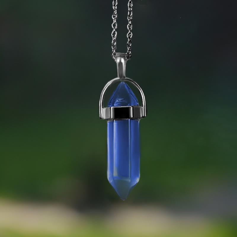 Colorful Crystal Hexagonal Necklace: Meditation Gem & Dowsing Pendulum Pendant