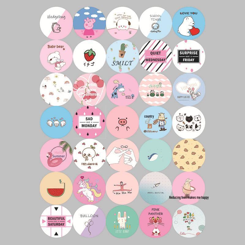 Korean Style Cute Mini Makeup Mirror - Portable, Small Round Cartoon Tinplate Design