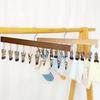 Wooden Closet Storage Organizer with 12 Stainless Steel Clips Leggings Pants Hanger Vintage Clothes Hangers Bedroom Accessories