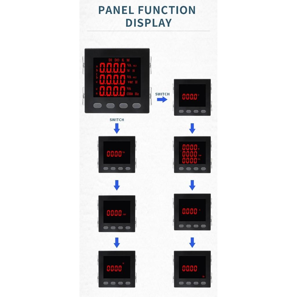 LED Single Phase Multifunctional Electricity Meter RS485 Smart Digital Display Multifunctional Power Meter
