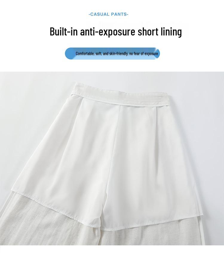 Women's Summer Tencel Linen High-Waist Wide-Leg Pants