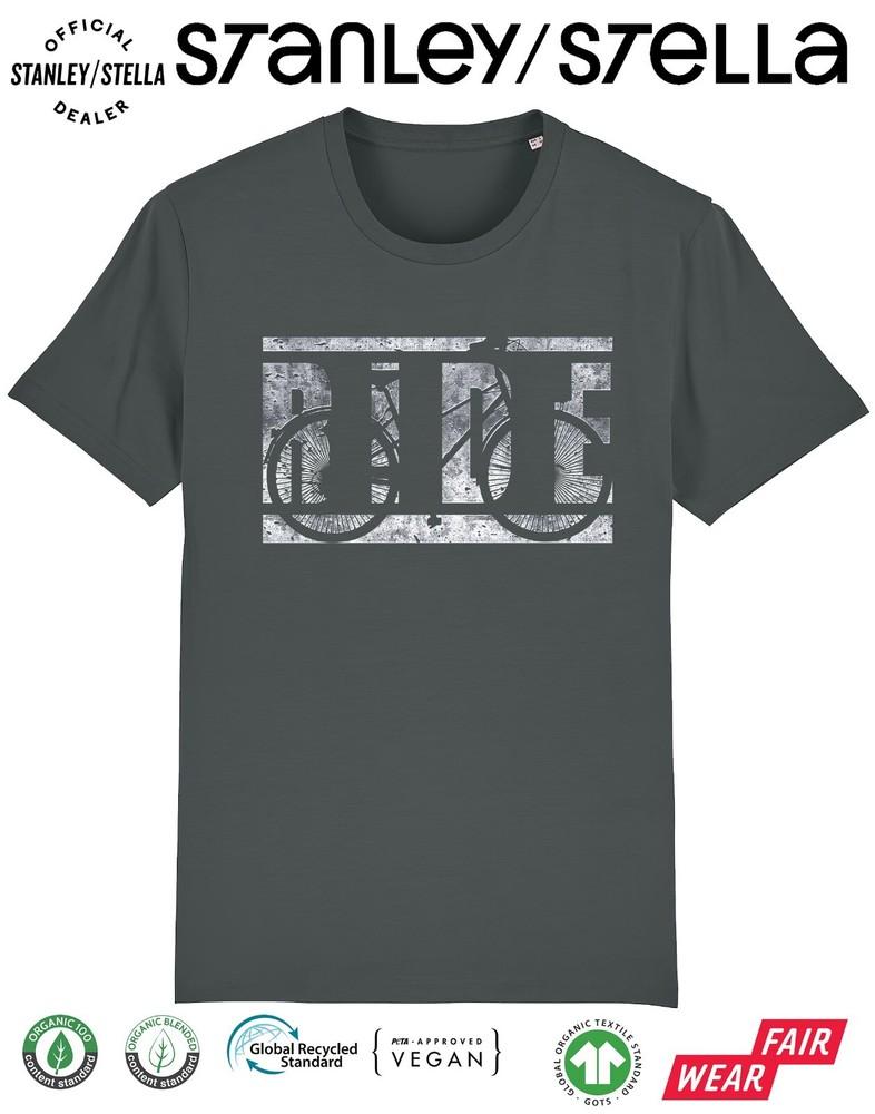 

Mens Cycling T-Shirt - RIDE Grunge Steel Logo - Cyclist Bike Ride Road Mountain M