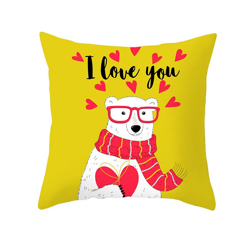 Cartoon-Druck Serie Valentinstag Pfirsichhaut Kissenbezug Heimstoff Quadratischer Kissenbezug