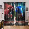 2Pcs Red And Blue Boxing Curtains Sports Theme Curtains Boxing Gloves Pattern Games Design For Living Room Dining Room Bedroom