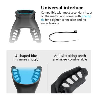 Scuba Diving Black Diving Two-Color Mouthpiece Silicone Long Bite Mask Snorkel Accessory With Regulator Lanyard