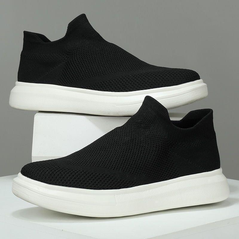 Sports Walking Men's Shoes Autumn Fly-woven Mesh Soft Sole Loose and Breathable Sports and Leisure One-pedal Lazy Shoes Men