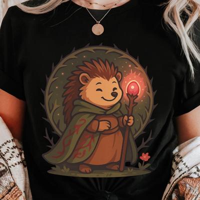 Hedgehog Wizard Shirt | Fantasy Mage Tee | Cottagecore Magic Animal