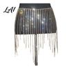 Sparkly Crotch Covering Chain Rhinestone Tassel Waist for Women Sexy Belly Dance Body Skirt-Style Adjustable Parties Hip Accessory Elastic