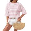 2026 Summer New TK Women's Round Neck Pullover Simple Versatile Striped Short Sleeve T-Shirt