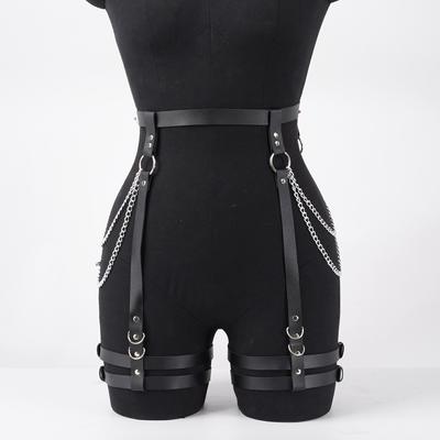 1pc Women's Belt with Chains Fashion Silver Chain PU Leather Belt Halloween Accessories Belt Adjustable Dress Goth Chains