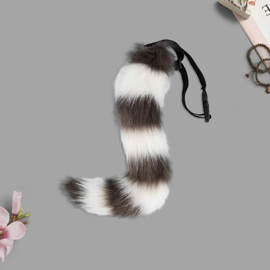 Cosplay Fake Fox Tail Soft Fuzzy Plush Banded Contrast Color Adjustable Waist Circumference Elastic Band Performance Club Dance Paty Costumes