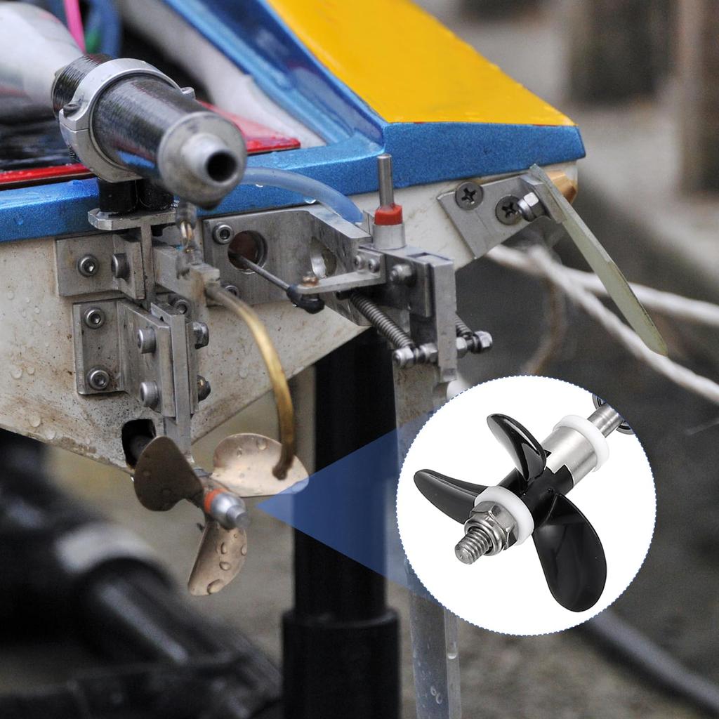 Uxcell Kit de Montagem de Eixo de Transmissão de Barco RC com Hélice e Junta de Acoplamento, Eixo L250mm, Luva L200mm, Três Hélices D36mm, Eixo de Motor 3.17mm