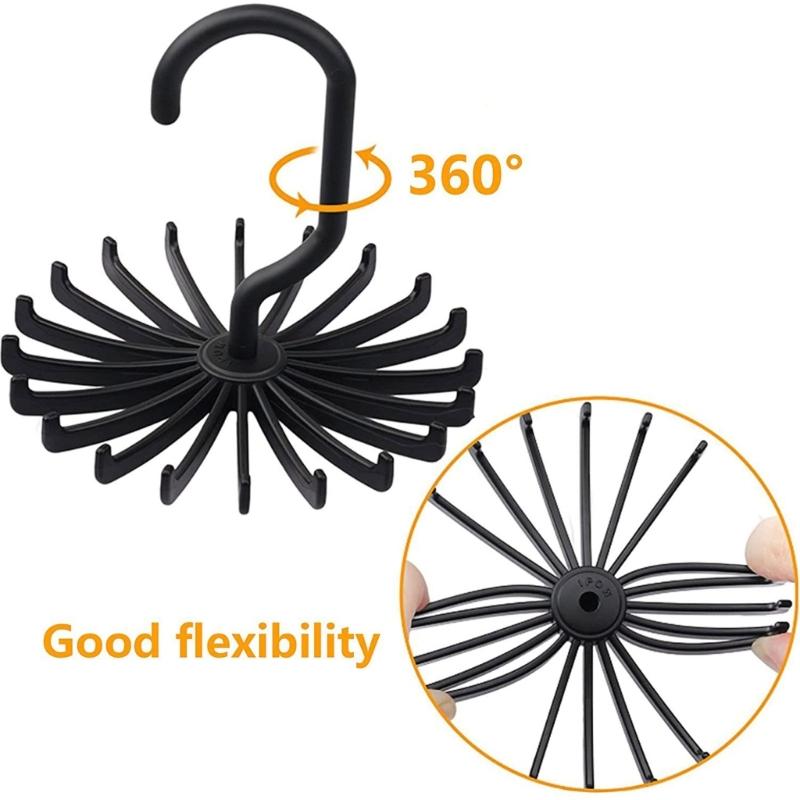 Belt Hanger Scarf Tie Rack Holder for Closet 360 Degree Rotating Clothes Hangers with 18 Claws for Hanging Scarf Towels