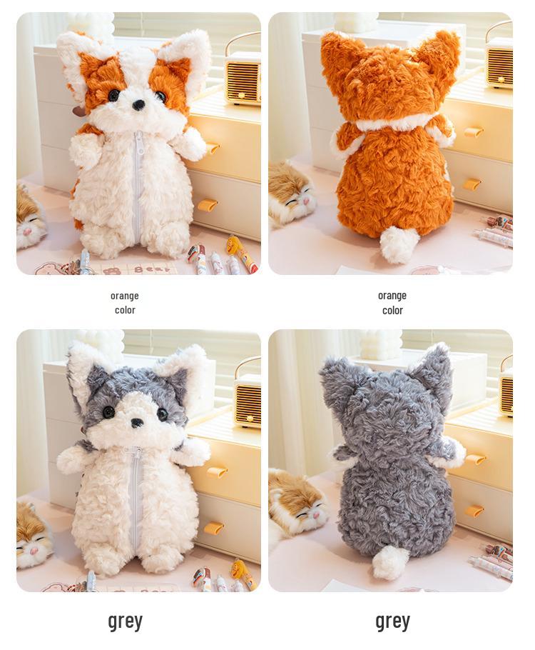 Cute Corgi Puppy Plush Pencil Case & Doll: Kids' Comfort Stationery Storage