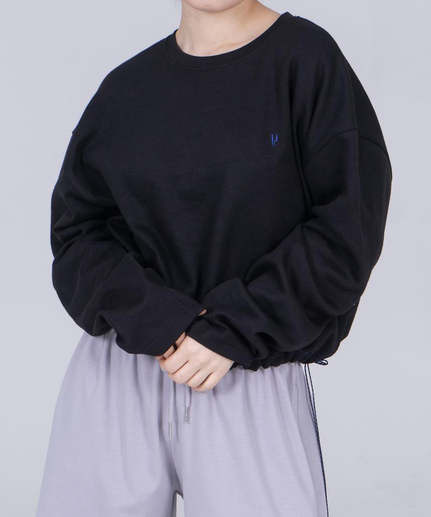 Odd Dot String Crop Long Sleeve W_Black