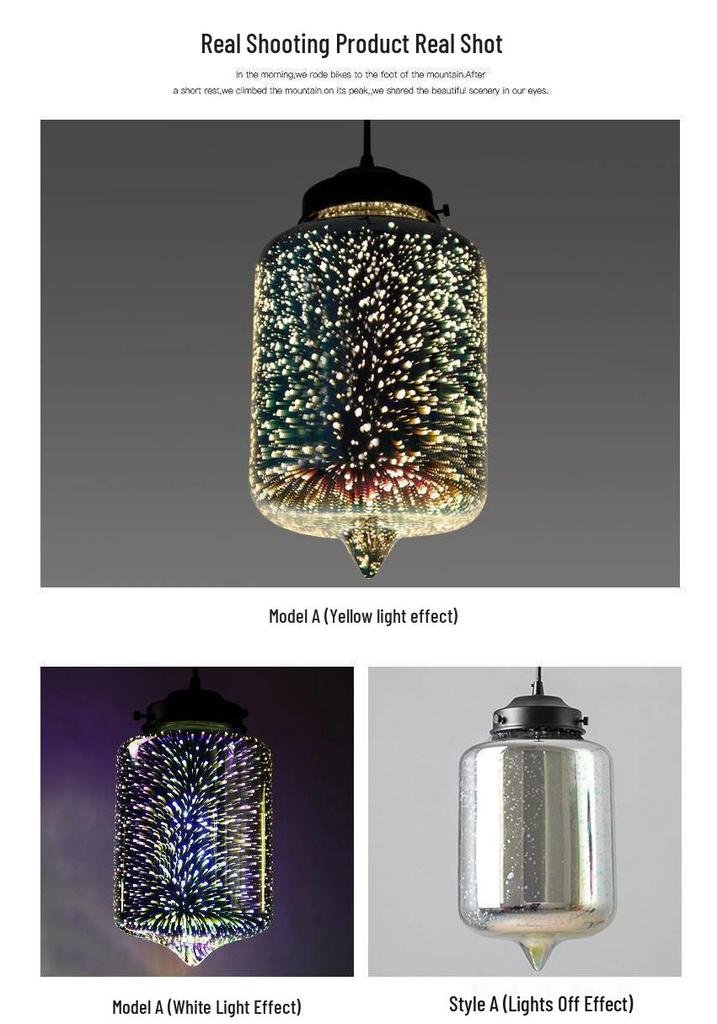 3D Colored Glass Pendant Lamp - Creative Industrial Style LED Lighting for Restaurant & Bar Decor.