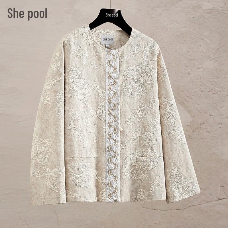 

Женская вышитая льняная куртка в новом китайском стиле с круглым вырезом XL