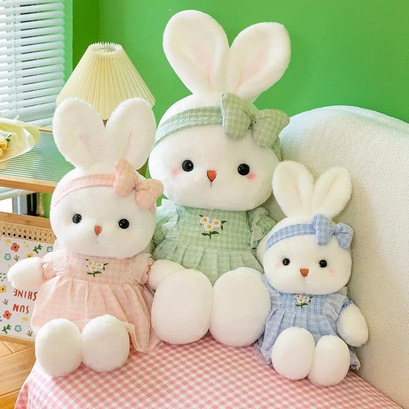 Non-Toxic Kawaii Cute Flower Skirt Bunny Plush Stuffed Animal Toys Cute Soft Appeasement Bunny Doll Easter Bunny Party Valentine Day Gift
