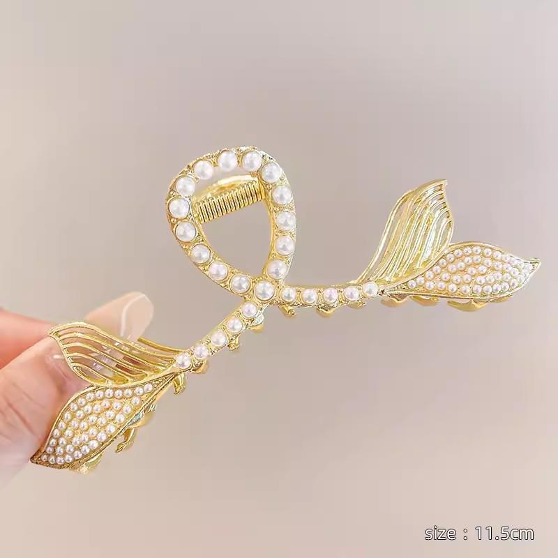 High-End Women's Rhinestone Hair Shark Clip - Large, Stylish, and Trendy Hairpin