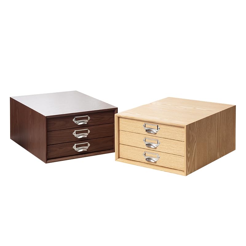 YIKATEND Storage Small Item Storage Drawer for Stationery and Beige Wide X 29cm Deep X 17cm Desk-Mounted Shelf, Case, Cosmetics, 3-Drawer, (36.5cm