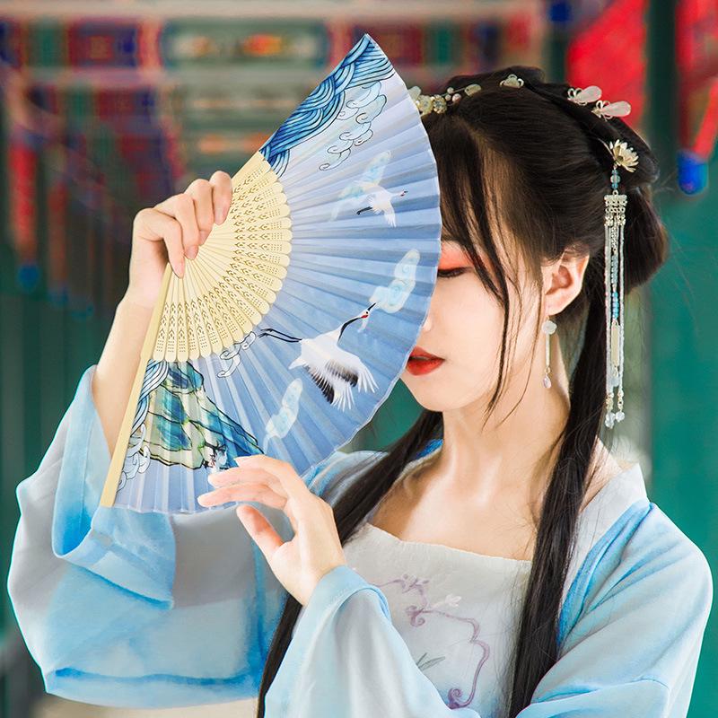 Ancient Chinese Hanfu Folding Fan - Classical Dance & Summer Accessory for Women