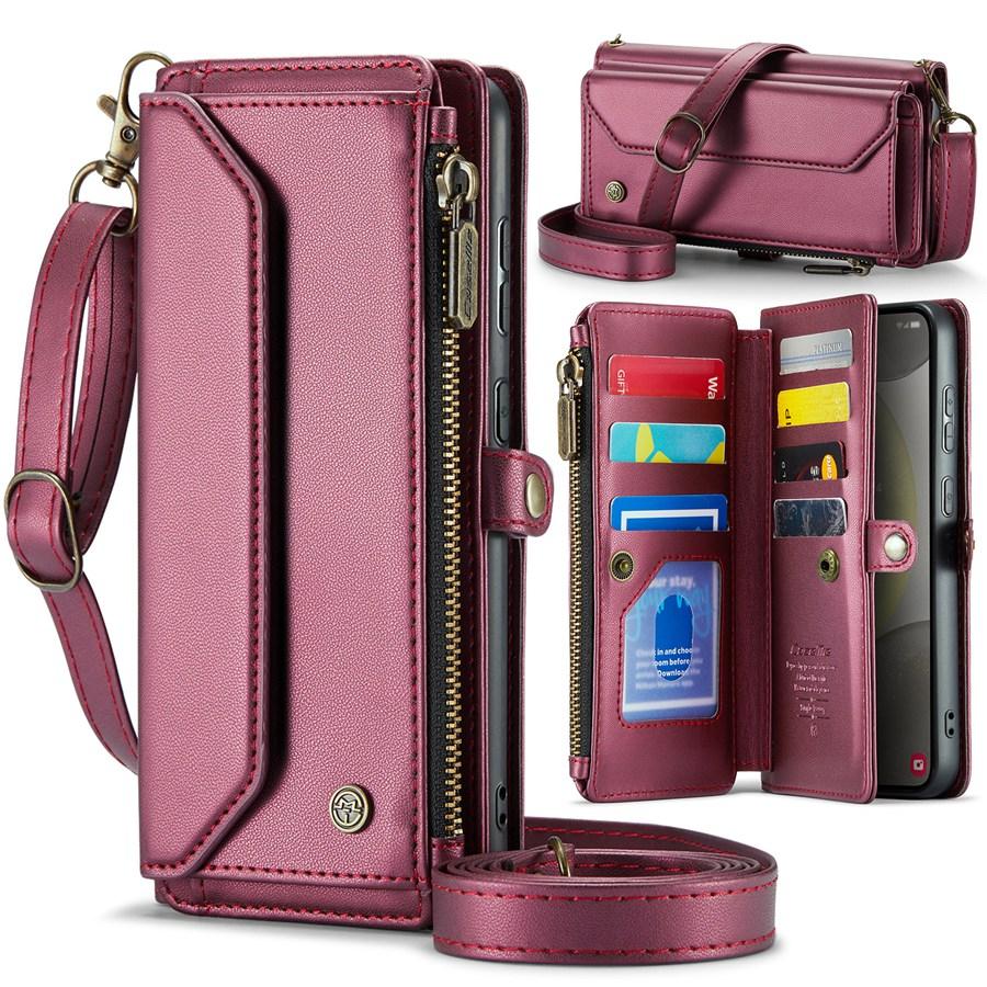 Flip Leather Phone Case for Samsung Galaxy Z Fold 5 4 S24 Plus S23 Ultra S22 S21 S20 FE iPhone 15 14 Plus 13 12 Pro Max Zipper Wallet Card Cover Coque