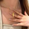 New Chinese style cold zircon square wheat ear tassel necklace accessories women's exquisite sweater chain necklace