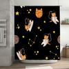 Space Cats Shower CurtainAstro Kitty Bathroom Decor with Black Background, Stars, Constellations Cosmic Design Perfect Gift for