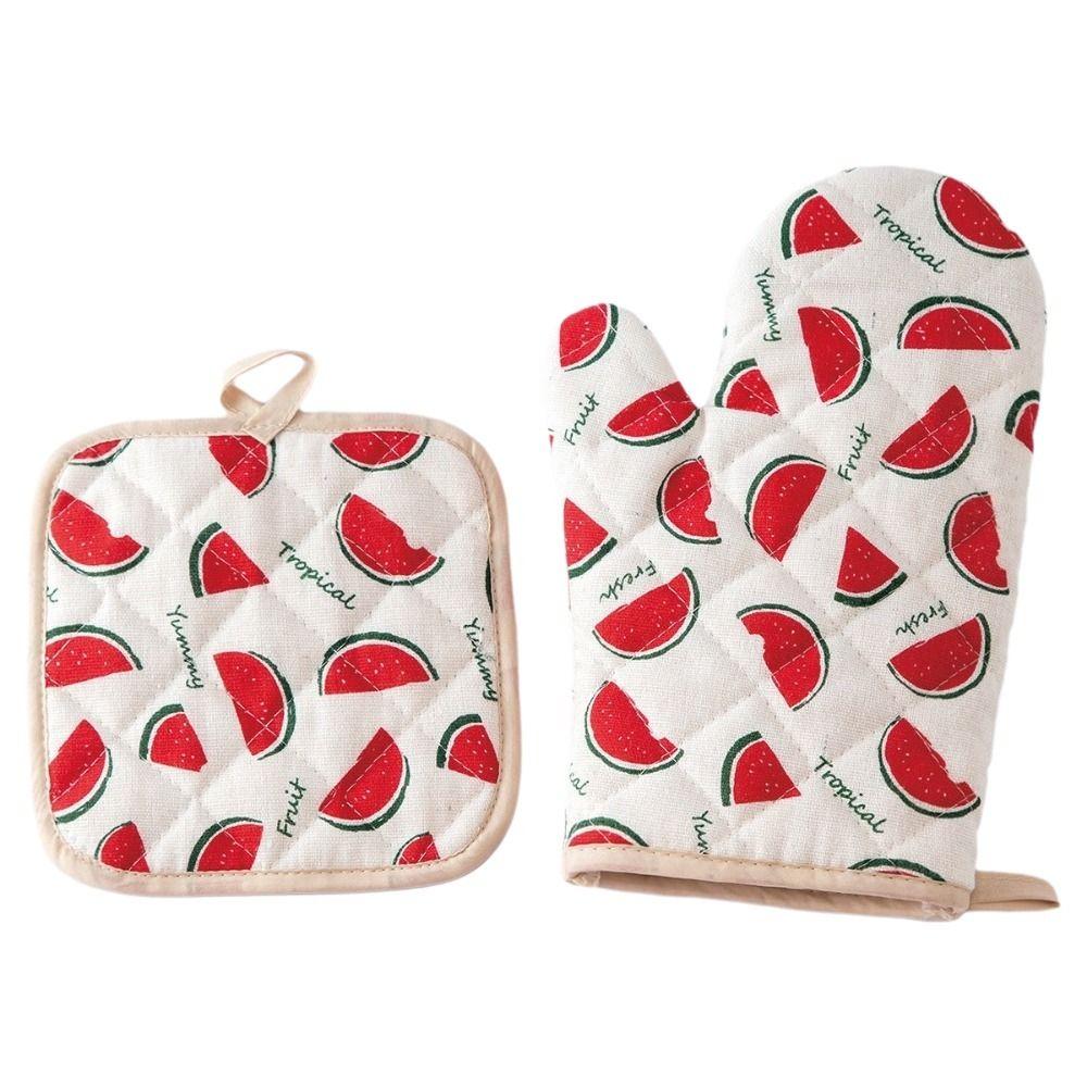 2 pcs Cotton Lining Microwave Mitten Heat-Resistant Oven Mitts and Pot Holders Oven Gloves Cooking