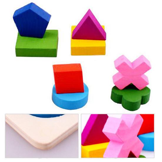 Wooden Shape Puzzle Board Geometric Shape Color Puzzle Matching Board Toddlers Fine Motor Skills Portable Travel Preschool