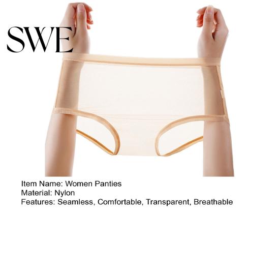 Lady Panties Sexy Transparent for Women Plus Size See Through Underwear Mesh Sheer Seamless Mid Rise Thin Briefs