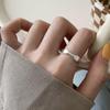 925 Silve Frosted Moon Ring for Women Girl Letter Versatile Irregular Jewelry Gift