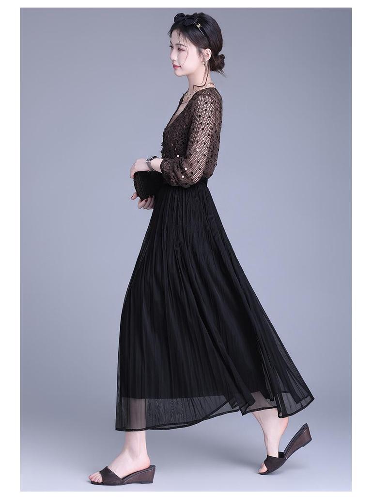 Reversible Pleated Mesh Patchwork Skirt - Spring/Summer 2026 Bean Pleats, Slimming Versatile Style
