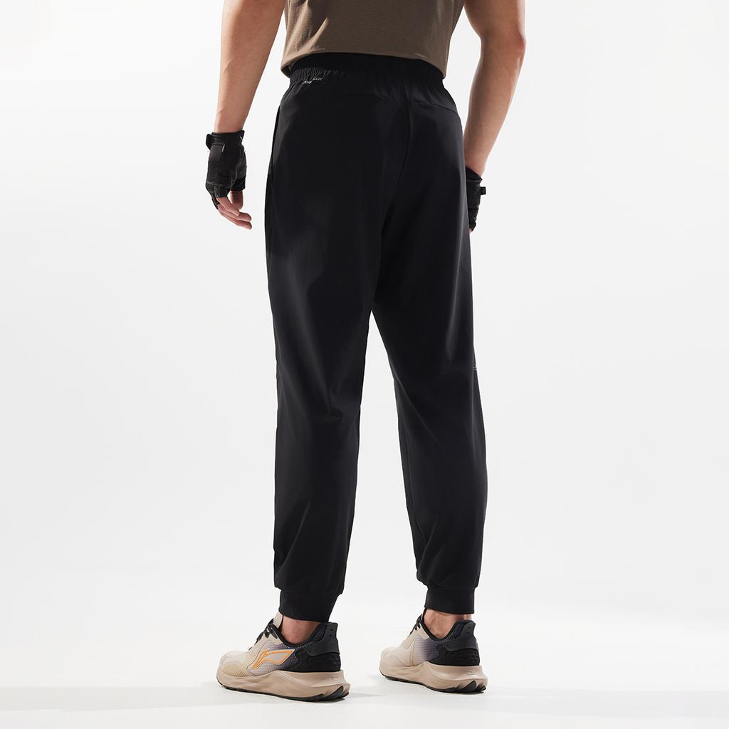 Li Ning Fitness Series Solid Color Casual Simple Cuffed Knitted Sports Pants Men Pants Black AKYV031-1