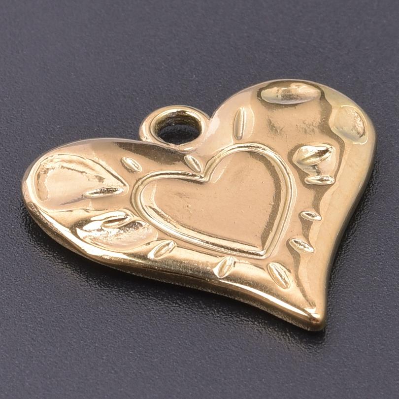 Personality 5pcs/Lot Stainless Steel Heart Pendants For Jewelry Making Supplies 18k Real Gold Plated Love Charm Pendant Findings