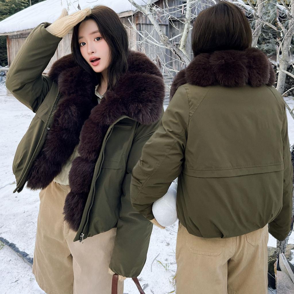 European winter new pie overcomes imitation fox fur collar down cotton coat women's short loose cotton coat